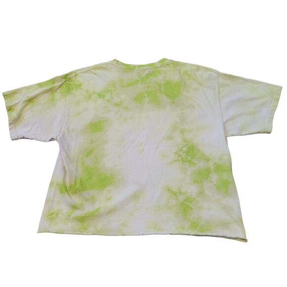 Chemistry Green & White Tie Dye NASA Short Sleeve Crop Graphic Tee - Picture 2 of 3